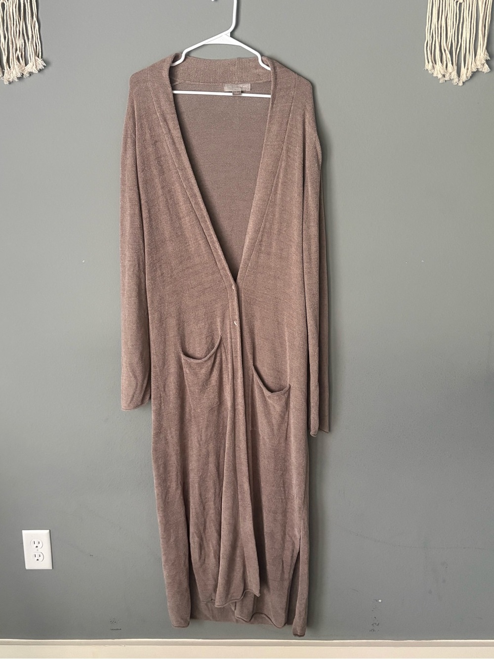 NWOT Barefoot Dreams CozyChic Ultra Lite Long Cardigan Duster Taupe Size L